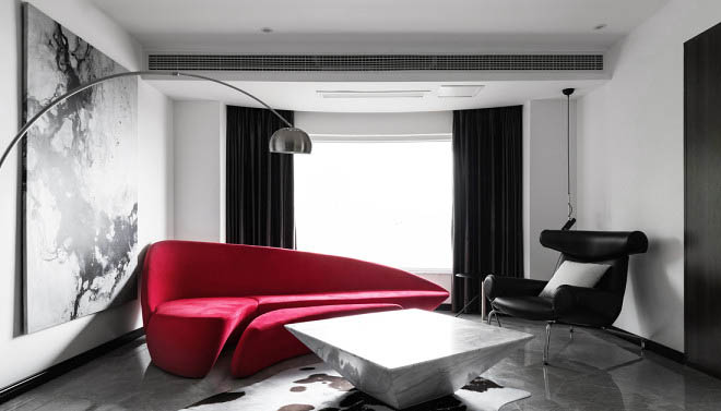 120平現(xiàn)代風(fēng)家裝案例，黑與白的詩情畫意